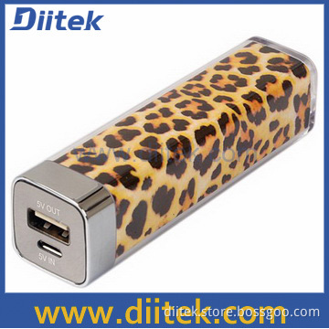 Lip Stick Power Bank with Leopard 2200 mAh